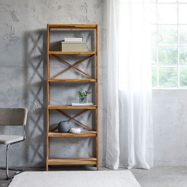 Iš ąžuolo masyvo pastatoma lentyna natūralios spalvos 70x198 cm X-Shelf – Unique Furniture-image-1