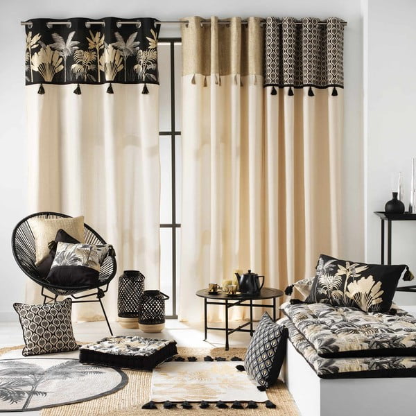 Užuolaida juodos spalvos/smėlio spalvos 140x240 cm Karaba – douceur d'intérieur-image-4