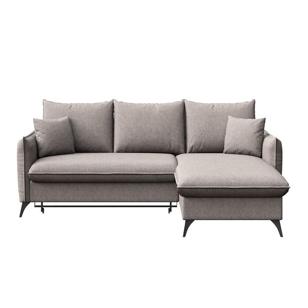 Pilkos spalvos sulankstoma/su sandėliavimo vieta kampinė sofa (su dešiniuoju kampu/su gultu) Brim – Rodier