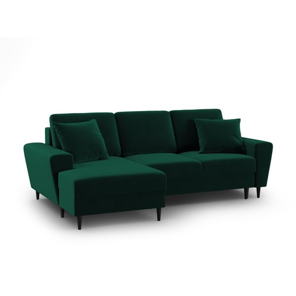 Žalios spalvos iš velveto sulankstoma/su sandėliavimo vieta kampinė sofa (su kairiuoju kampu/su gultu) Kyoto – Cosmopolitan Design-image-1