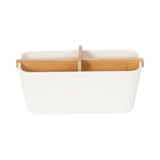 Balta dėžutė daiktams su bambukiniais skirtukais Compactor Ecologic, 21 x 8 cm