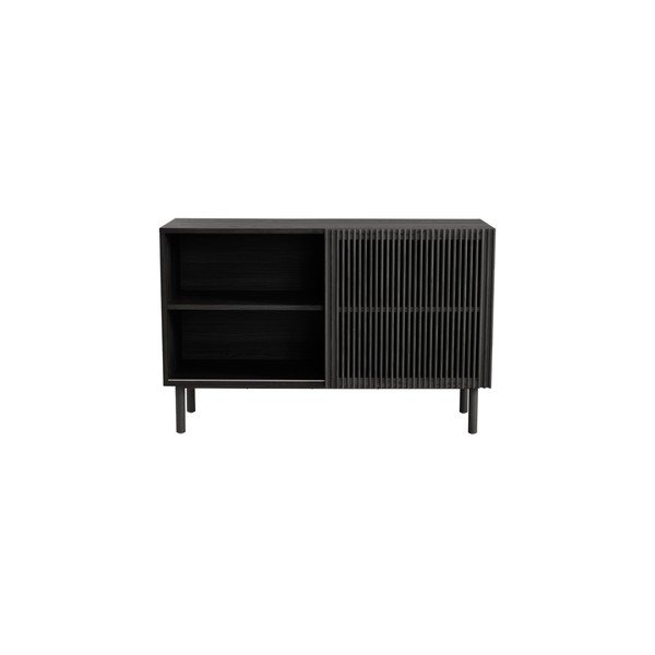 Juodos spalvos spintelė iš uosio su stumdomomis durimis 124x80x45 cm Sion – Jotex