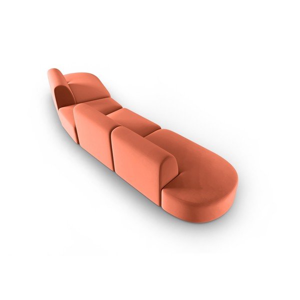 Rožinės spalvos iš velveto sofa su dešiniuoju kampu 428 cm Paolo – Milo Casa-image-3