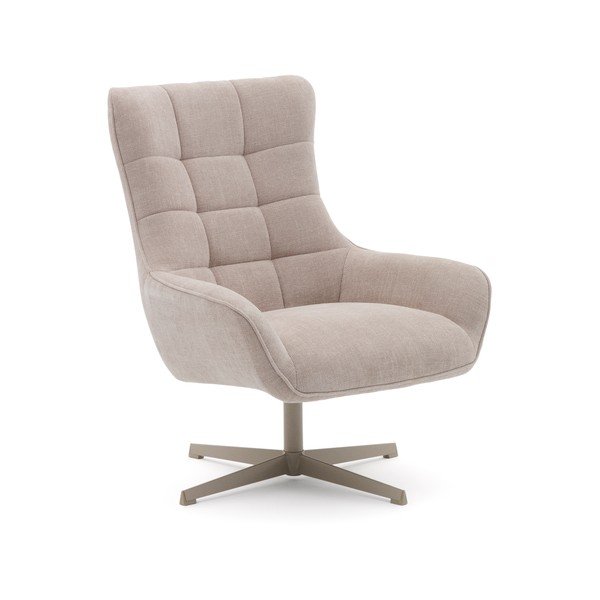 Smėlio spalvos pasukamas iš šenilinio audinio krėslas Teryl – Kave Home