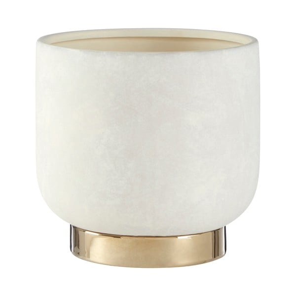 Premier Housewares Callie baltos ir auksinės spalvos keramikinis vazonas, ø 18 cm