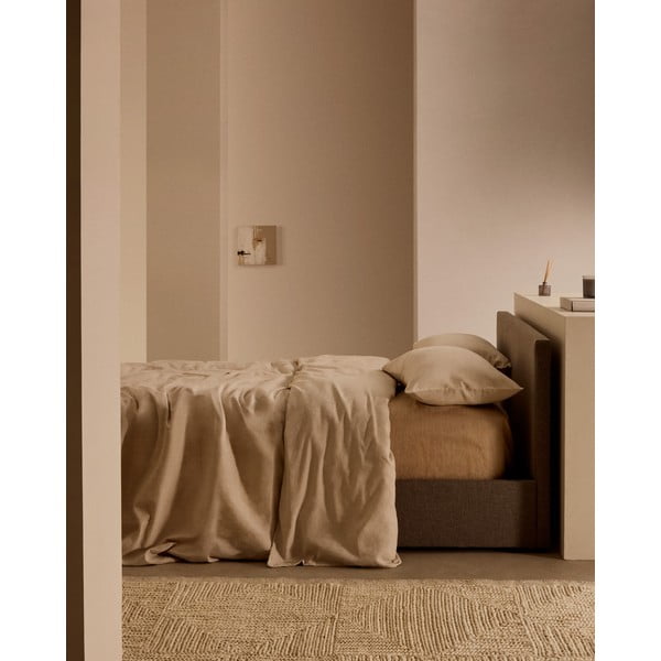 Pilkos spalvos viengulė lova audiniu dengta su sandėliavimo vieta su lovos grotelėmis 90x200 cm Nahiri – Kave Home-image-2