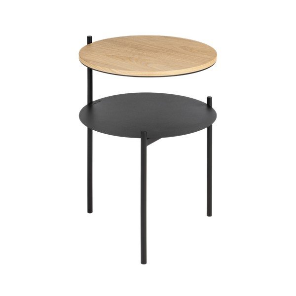 Juodos spalvos/natūralios spalvos naktinis staliukas su ąžuolo dekoro stalviršiu Tu – noo.ma