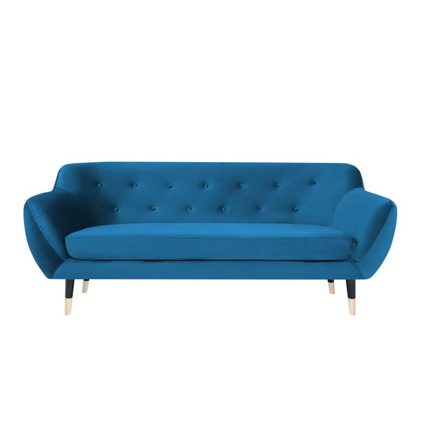 Mėlyna sofa su juodomis kojomis Mazzini Sofas Amelie, 188 cm