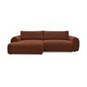 Iš kordinio velveto sulankstoma kampinė sofa raudonos plytų spalvos (su kairiuoju kampu) Lucien – Bobochic Paris