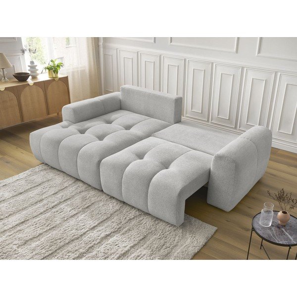 Šviesiai pilkos spalvos sulankstoma/su sandėliavimo vieta kampinė sofa iš šenilinio audinio (su kairiuoju kampu/su gultu) Roxelane – Bobochic Paris-image-4