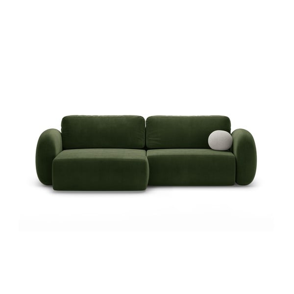 Žalios spalvos iš velveto sulankstoma/su sandėliavimo vieta kampinė sofa Tonale – Cosmopolitan Design