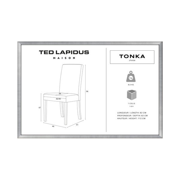 Pilka kėdė su tamsiai rudomis buko medienos kojomis Ted Lapidus Maison Tonka-image-1