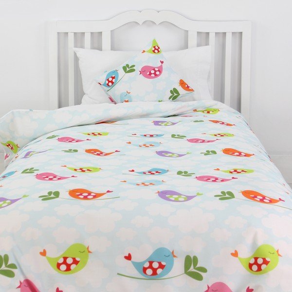 Vaikiška medvilninė patalynė su paukšteliais, 140 x 200 cm-image-1