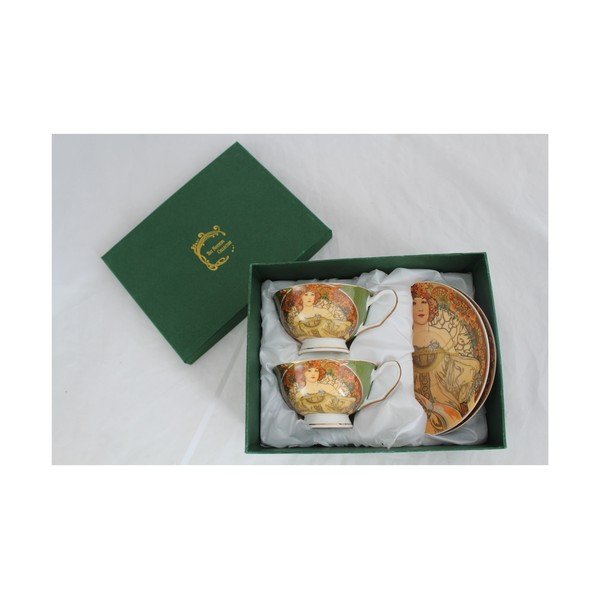 Alfonsas Mucha - 2 puodelių su lėkštutėmis rinkinys "Svajojimas-image-1