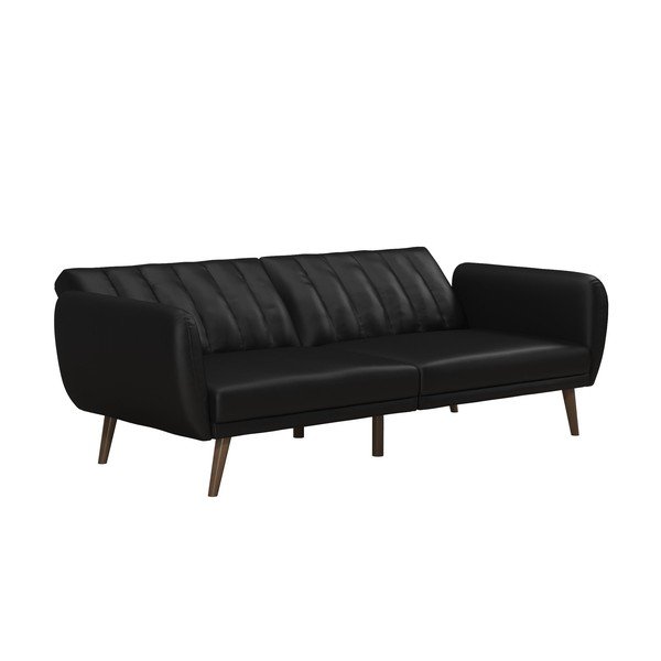 Juoda sofa-lova iš odos imitacijos 207 cm Brittany - Novogratz-image-3