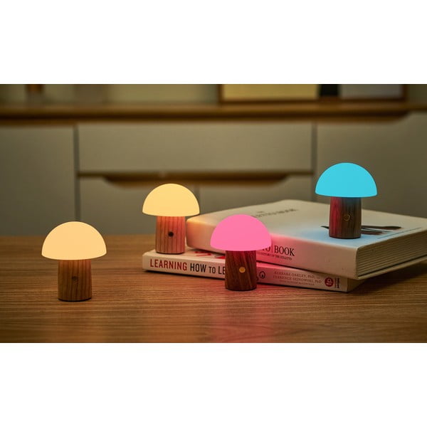 Baltos spalvos/tamsios natūralios spalvos stalinis šviestuvas LED (aukštis 7 cm) Alice Mushroom – Gingko-image-3