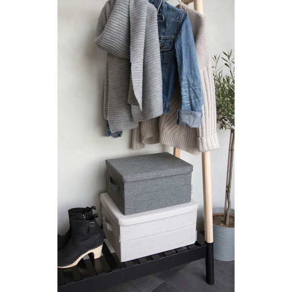 Smėlio spalvos iš tekstilės daiktadėžė su dangčiu 40x30x22 cm Soft Storage – Bigso-image-1