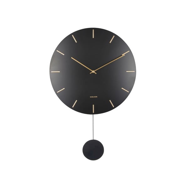Juodas sieninis švytuoklinis laikrodis Karlsson Impressive, ø 47 cm