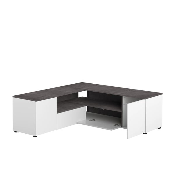 TV spintelė baltos spalvos/pilkos spalvos su betono dekoru 130x46 cm Angle – TemaHome-image-3