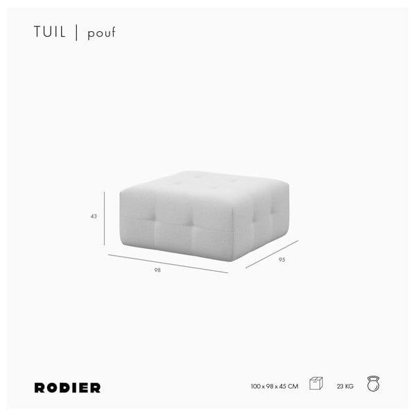 Šviesiai rudos spalvos iš velveto taburetė Tuil – Rodier-image-4