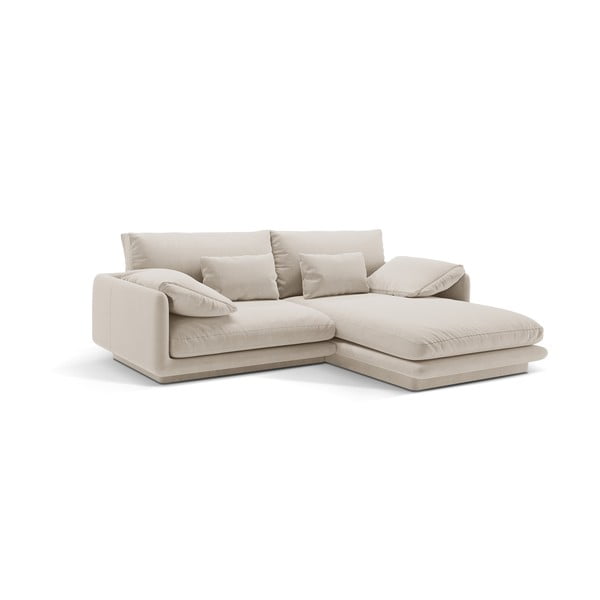 Iš velveto kampinė sofa baltos spalvos (su dešiniuoju kampu/su gultu) Torino – Micadoni -image-2