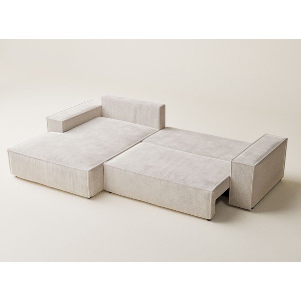 Kreminės spalvos sulankstoma/su sandėliavimo vieta kampinė sofa iš šenilinio audinio (su kairiuoju kampu/su gultu) Maze – Maison de Rêve-image-4