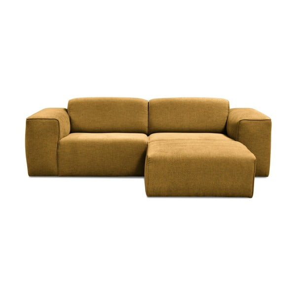 Geltonos spalvos trijų vietų sofa su pufu Cosmopolitan Design Phoenix