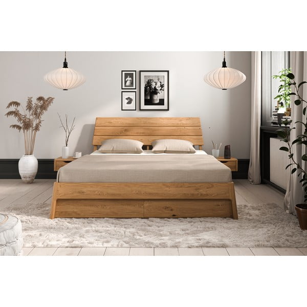 Dvigulė lova iš ąžuolo masyvo natūralios spalvos 180x200 cm Twig – The Beds-image-3