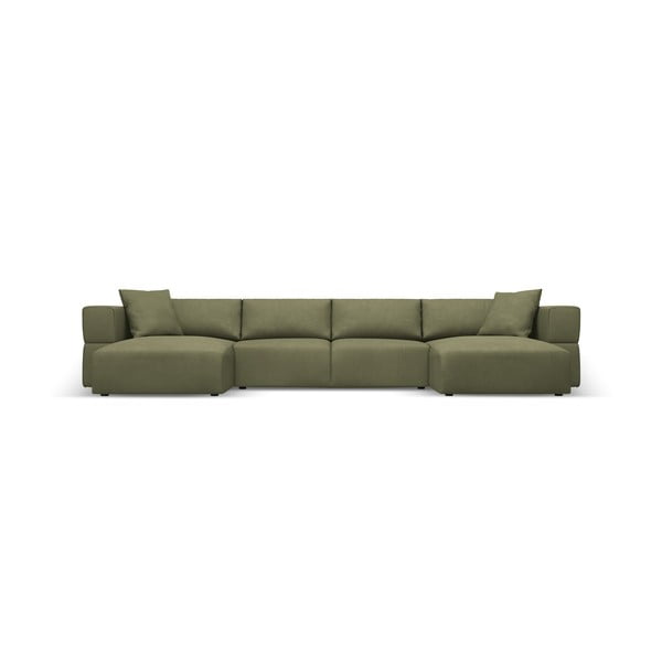 Kampinė sofa šviesiai žalios spalvos („U“ formos) Esther – Milo Casa