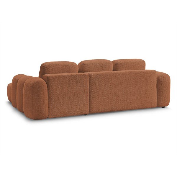 Oranžinės spalvos sulankstoma/su sandėliavimo vieta kampinė sofa iš boucle (su dešiniuoju kampu/su gultu) Montaigne – Bobochic Paris-image-4