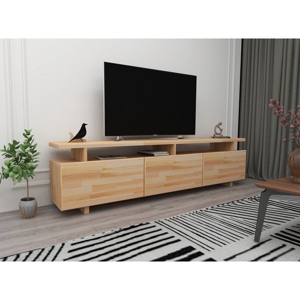 Natūralios spalvos pušies medienos TV staliukas 174x52 cm Natural - Kalune Design-image-1