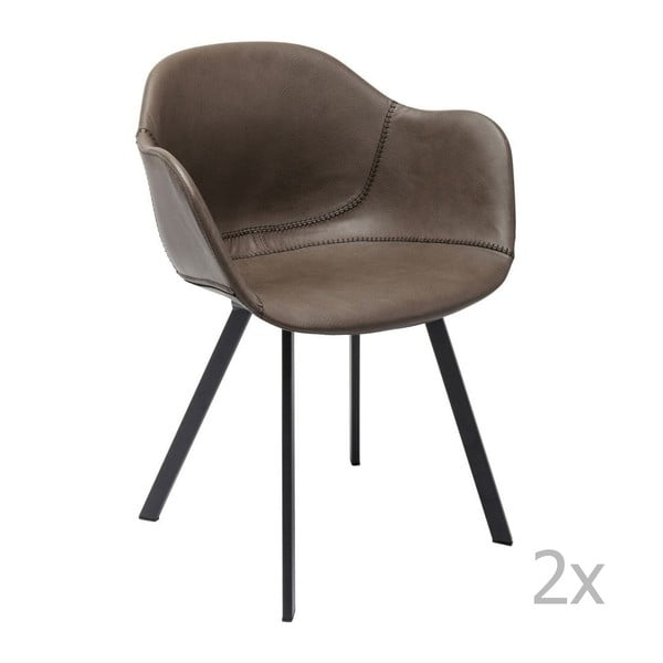 2 rudų kėdžių su metalinėmis kojomis rinkinys "Kare Design
