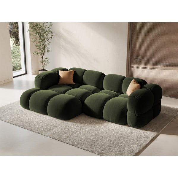 Žalios spalvos iš velveto kampinė sofa (su kairiuoju kampu/su gultu) Loretto – Cosmopolitan Design-image-1
