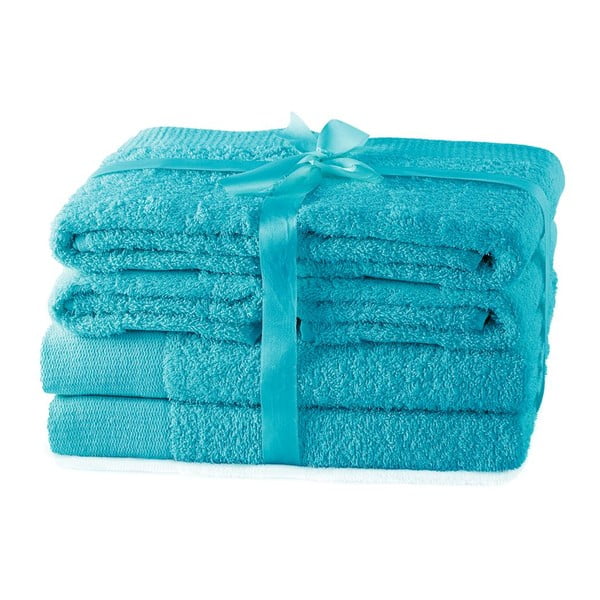 Vonios rankšluosčių rinkiniai iš medvilnės audinio turkio spalvos 6 vnt. Amari – AmeliaHome