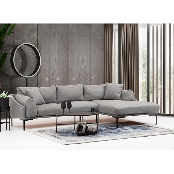 Pilka kampinė sofa Artie Leo, dešinysis kampas-image-4