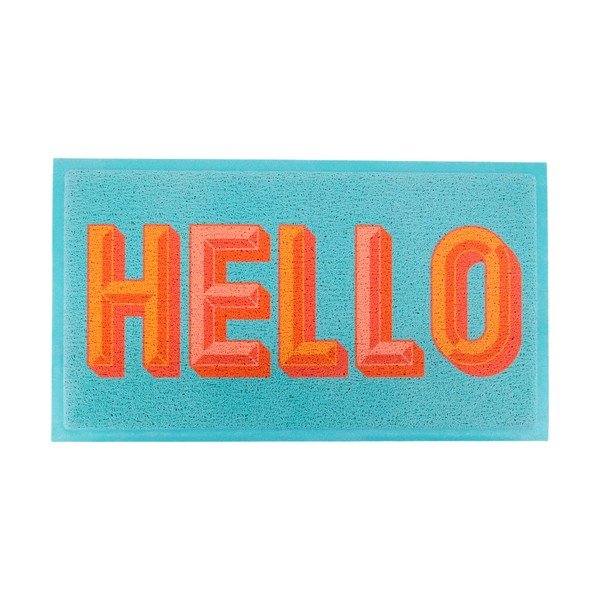 Iš perdirbto plastiko grindų kilimėlis 40x70 cm Blue Hello – Artsy Doormats