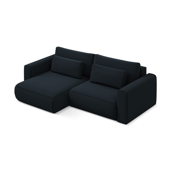 Tamsiai mėlynos spalvos iš velveto sulankstoma/su sandėliavimo vieta kampinė sofa (su kairiuoju kampu/su gultu) Kapua – Makamii-image-4
