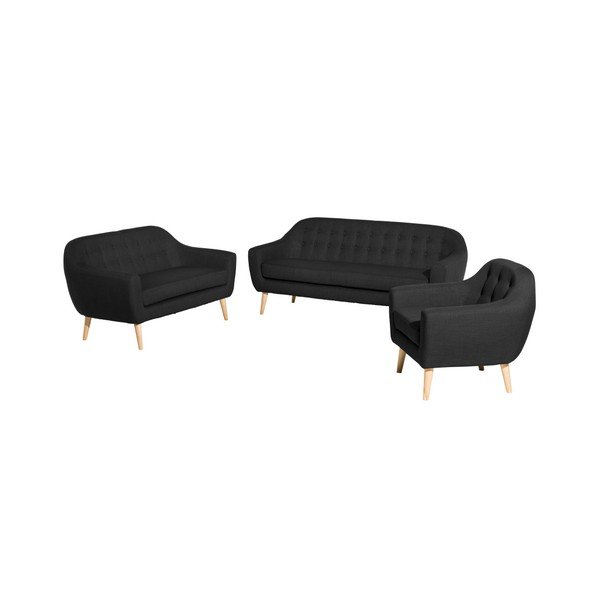Juoda trivietė sofa Max Winzer Kelly-image-1
