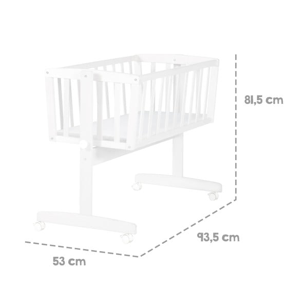 Lopšys baltos spalvos ant ratukų 40x90 cm – Roba-image-2