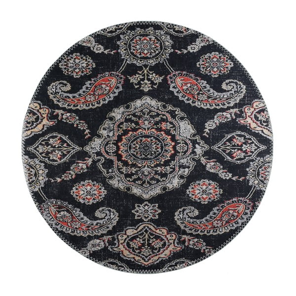 Skalbiamas apvalios formos kilimas juodos spalvos ø 120 cm – Vitaus