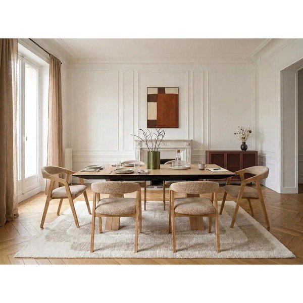 Prailginamas valgomojo stalas su papildomu stalviršiu su ąžuolo dekoro stalviršiu 100x160 cm Martha – Bobochic Paris-image-1