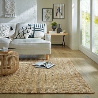 Rankų darbo iš kenafo kilimas natūralios spalvos 200x290 cm Drew Stripe – Flair Rugs