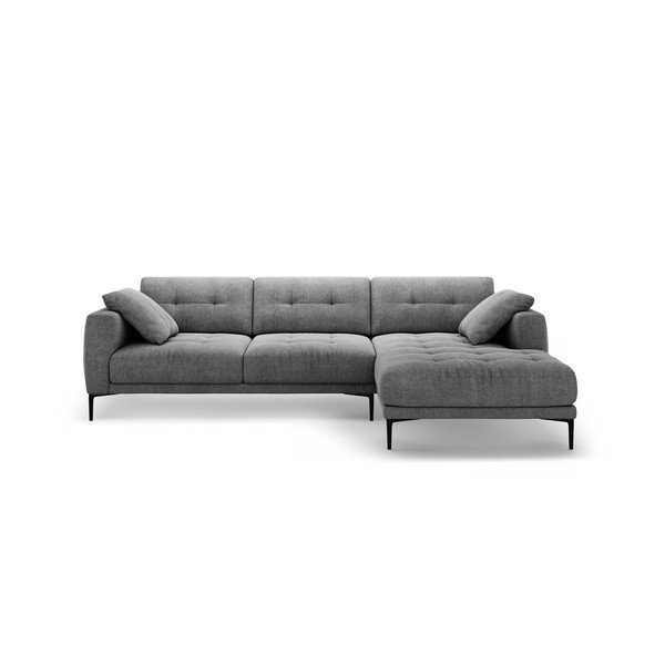 Pilkos spalvos kampinė sofa (su dešiniuoju kampu/su gultu) Bemy – Micadoni 