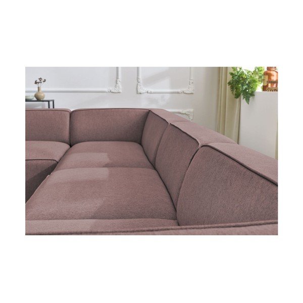 Rožinės spalvos modulinė kampinė sofa (su kairiuoju kampu/„U“ formos) Megeve – Bobochic Paris-image-3