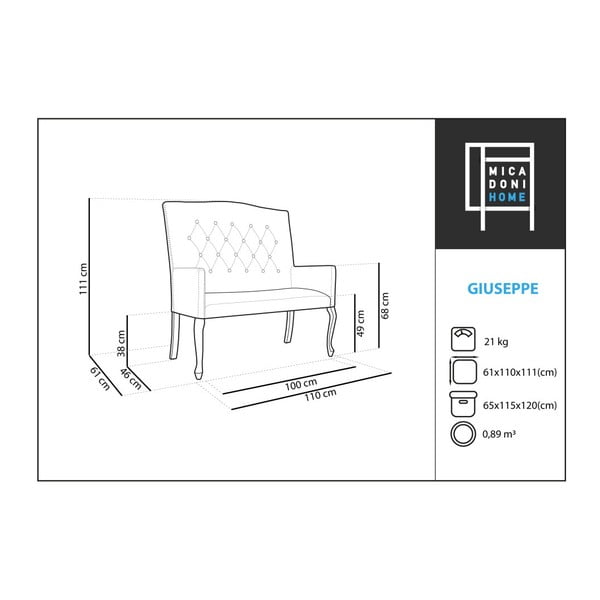 Raudona dvivietė sofa "Micadoni Home Giuseppe-image-1