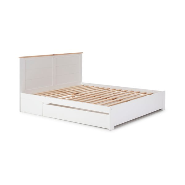 Balta dvigulė lova su daiktadėže 140x190 cm Gabi - Marckeric