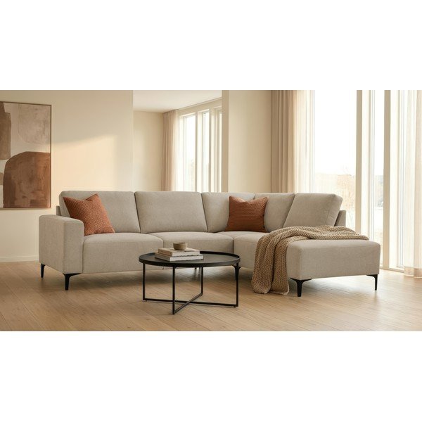 Šviesiai rudos spalvos kampinė sofa iš šenilinio audinio (su dešiniuoju kampu/„L“ formos) Fabian – Scandic-image-1