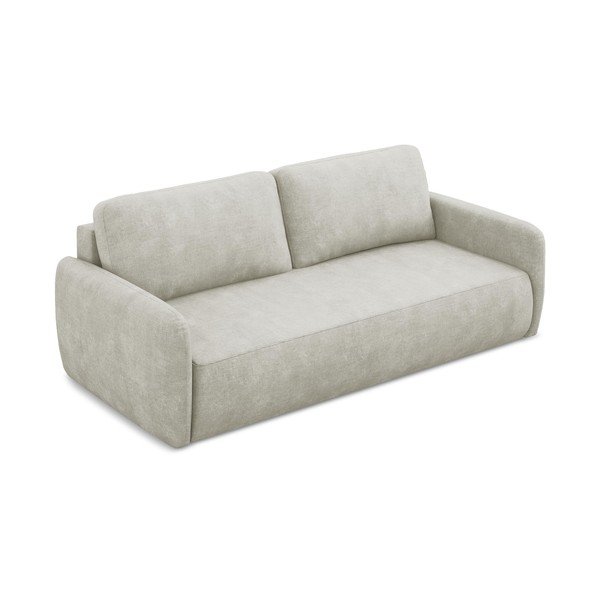 Kreminės spalvos iš šenilinio audinio sulankstoma/su sandėliavimo vieta sofa 218 cm Lilo – Makamii-image-4