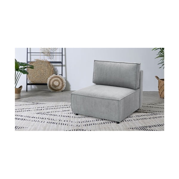 Modulinė sofa šviesiai pilkos spalvos iš kordinio velveto (modulinė) Nihad modular – Bobochic Paris-image-1