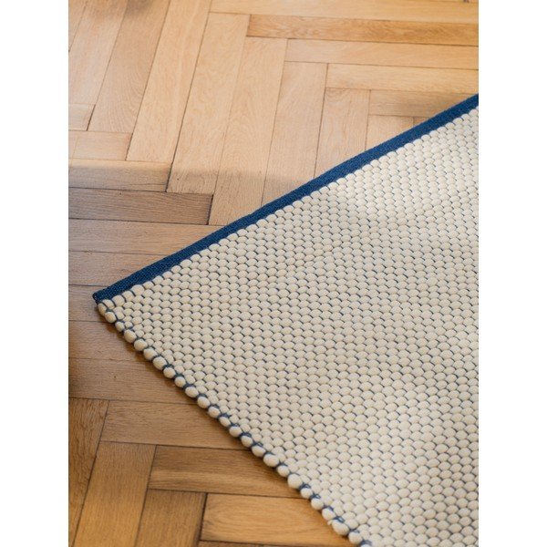 Rankų darbo mėlynos spalvos/smėlio spalvos iš vilnos kilimas 80x170 cm Lenu – noo.ma-image-2